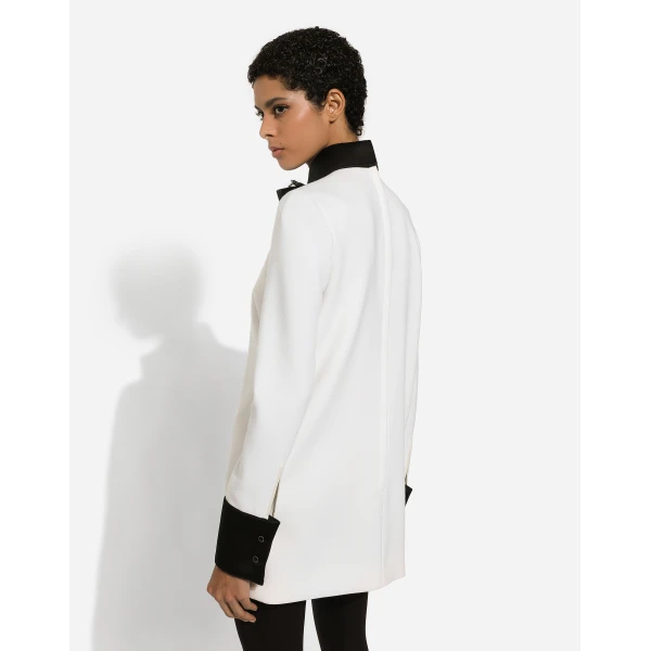 Dolce & Gabbana Short woolen dress with satin details, view 6