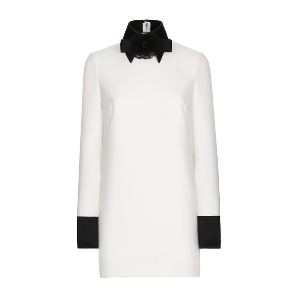 Dolce & Gabbana Short woolen dress with satin details