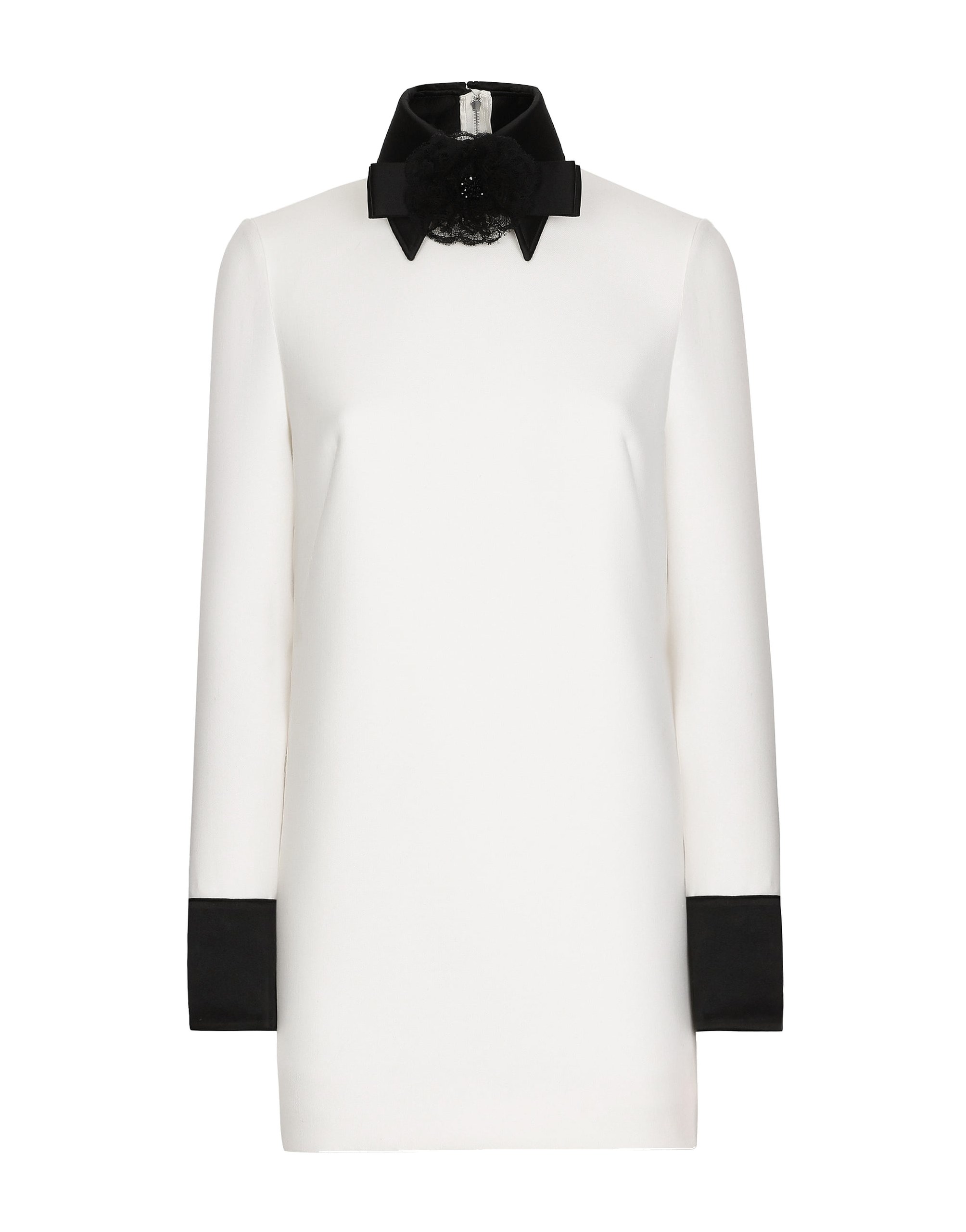 Dolce & Gabbana Short woolen dress with satin details