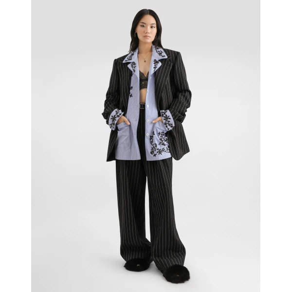 Dolce & Gabbana Sicilia single-breasted pinstripe jacket in wool and linen, view 2