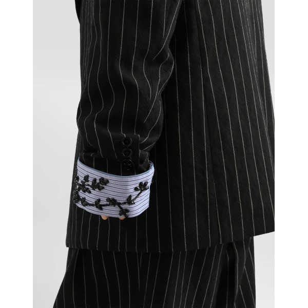 Dolce & Gabbana Sicilia single-breasted pinstripe jacket in wool and linen, view 5