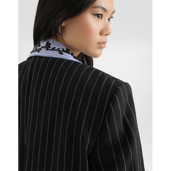 Dolce & Gabbana Sicilia single-breasted pinstripe jacket in wool and linen, view 6