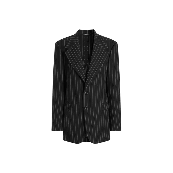Sicilia single-breasted pinstripe jacket in wool and linen