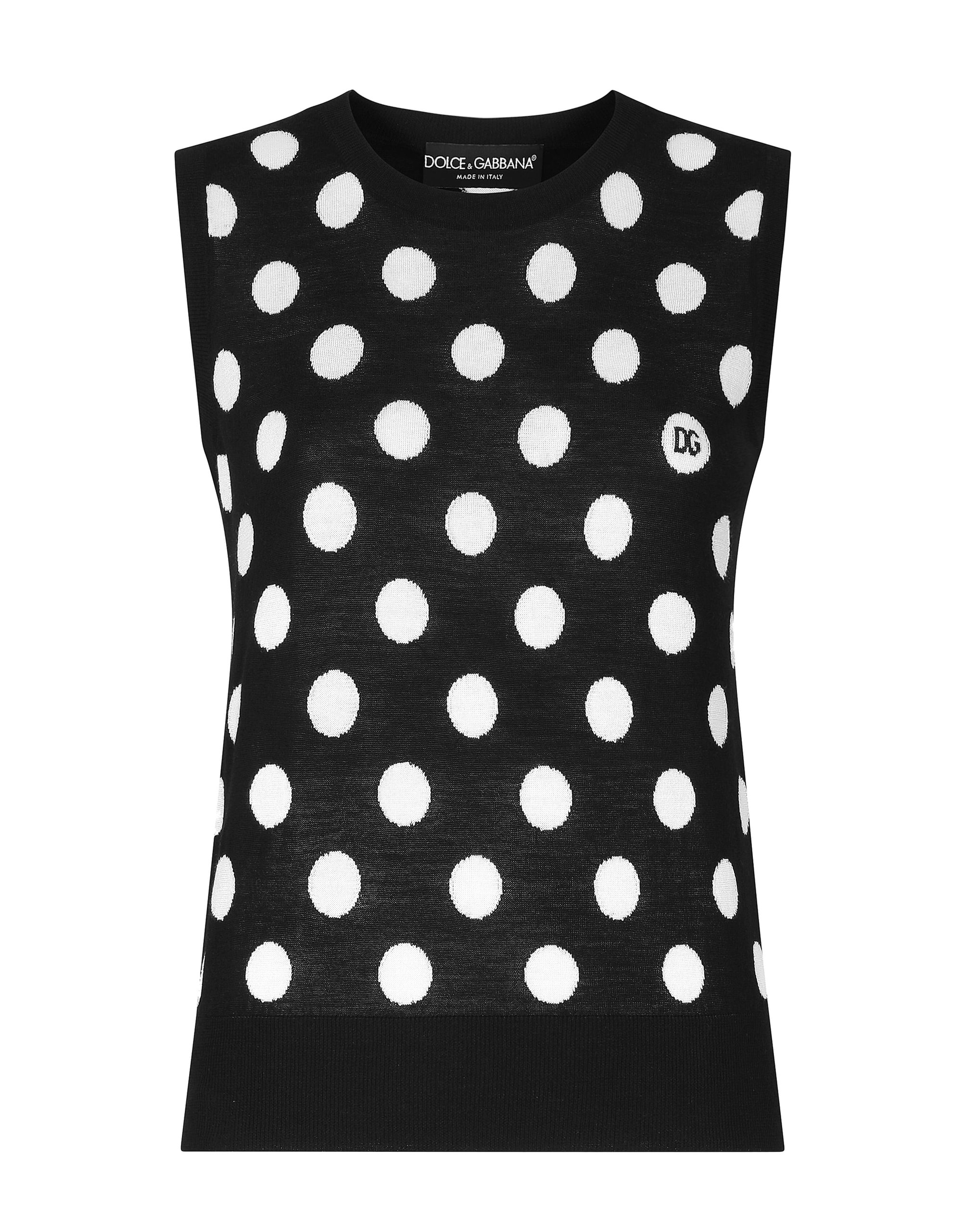 Dolce & Gabbana Silk and wool tank top with polka-dot inlay