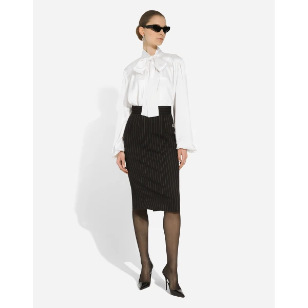Dolce & Gabbana Silk blouse with pussy-bow, view 6