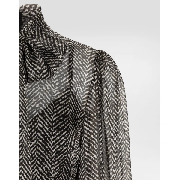 Dolce & Gabbana Silk chiffon dress with chevron print, view 3