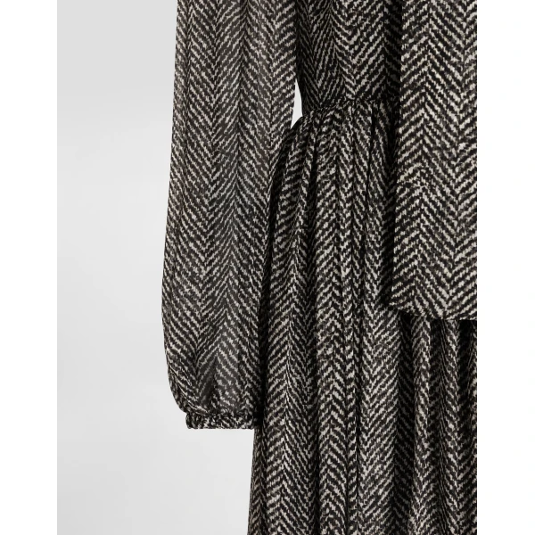 Dolce & Gabbana Silk chiffon dress with chevron print, view 4