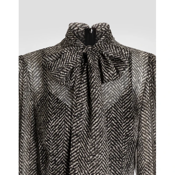 Dolce & Gabbana Silk chiffon dress with chevron print, view 5