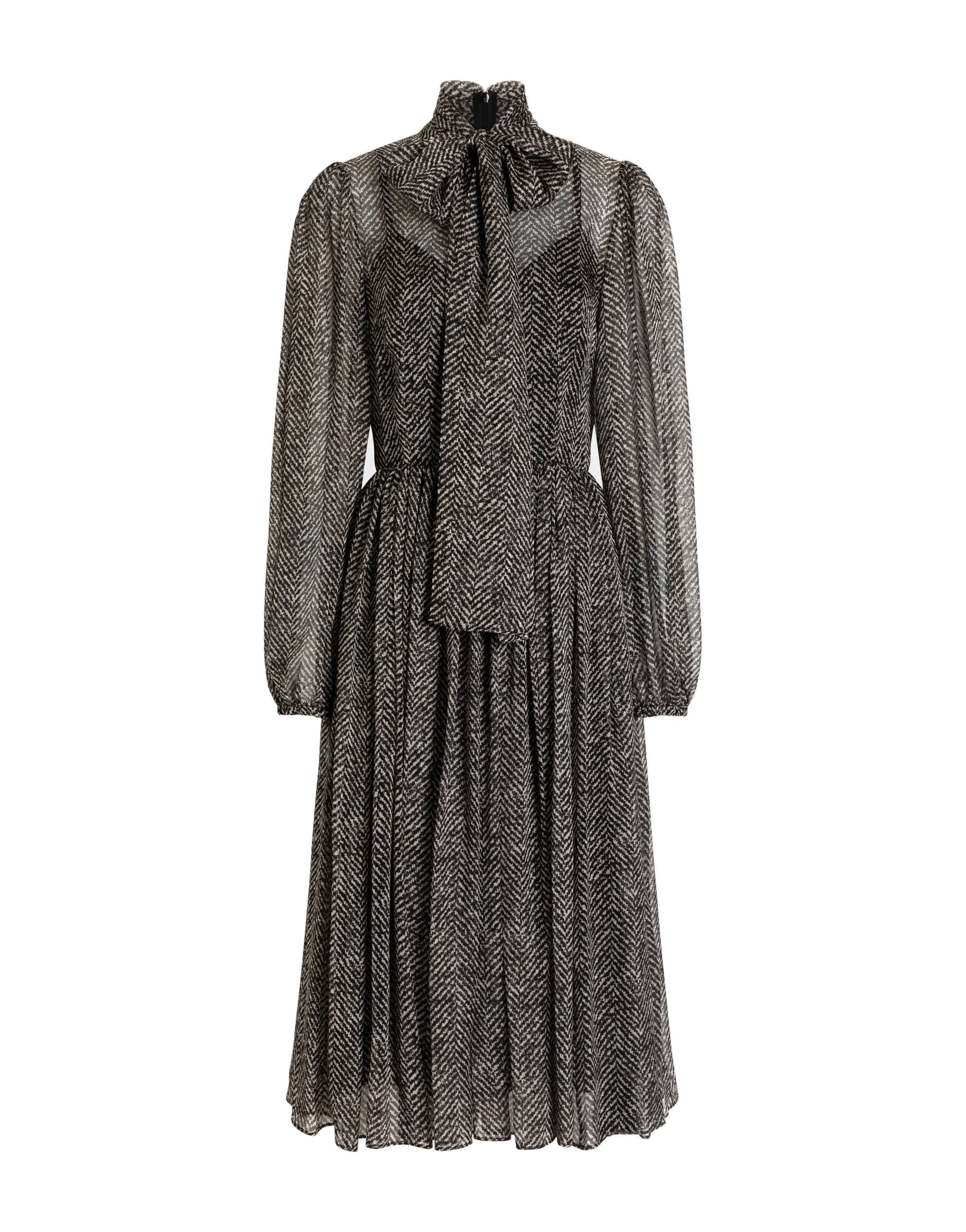 Dolce & Gabbana Silk chiffon dress with chevron print