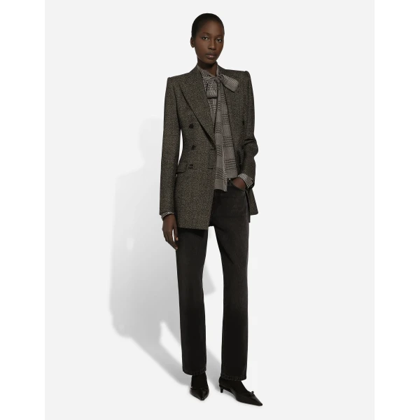 Dolce & Gabbana Silk chiffon shirt with glen plaid print, view 6