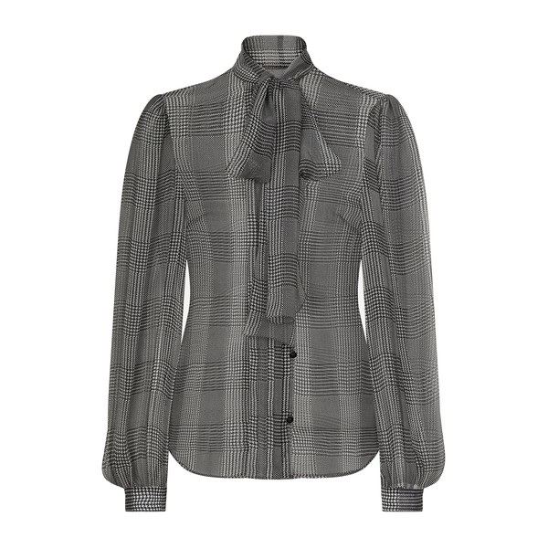 Dolce & Gabbana Silk chiffon shirt with glen plaid print
