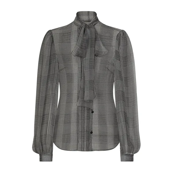 Dolce & Gabbana Silk chiffon shirt with glen plaid print