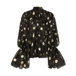 Dolce & Gabbana Silk organza jacquard blouse with polka-dot design and pussy-bow