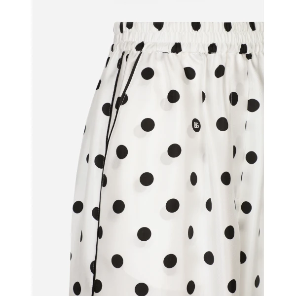Dolce & Gabbana Silk pajama pants with polka-dot print, view 4
