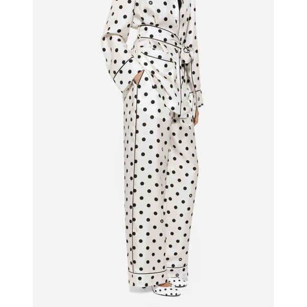 Dolce & Gabbana Silk pajama pants with polka-dot print, view 5