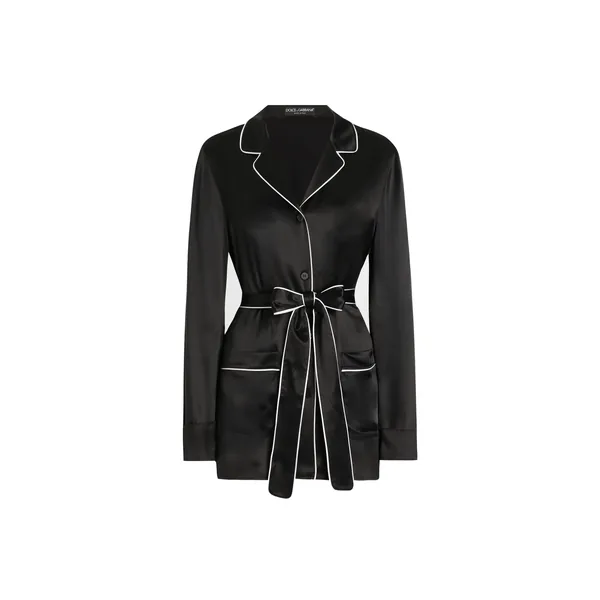 Dolce & Gabbana Silk pajama shirt with contrasting piping