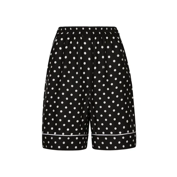 Dolce & Gabbana Silk pajama shorts with polka-dot print