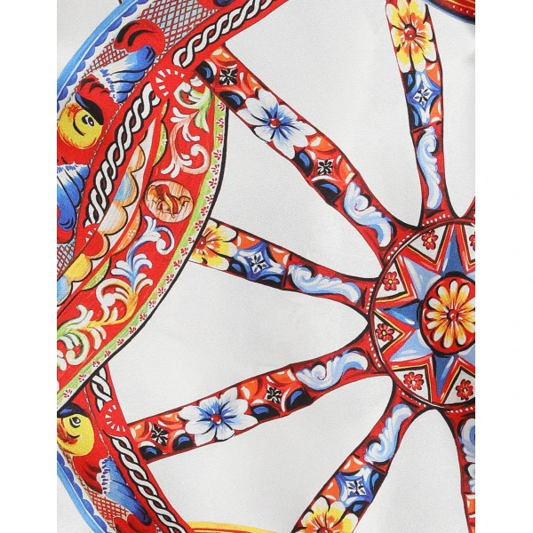 Dolce & Gabbana Silk satin dress with carretto-print, view 4