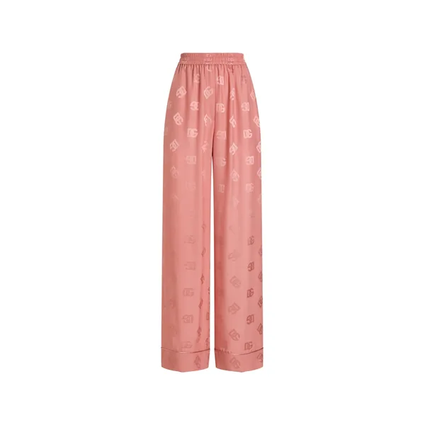 Dolce & Gabbana Silk satin jacquard pajama pants with all-over DG logo