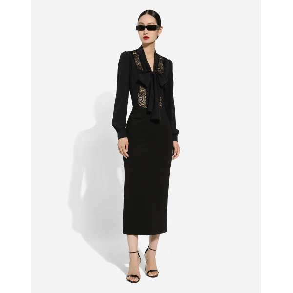 Dolce & Gabbana Silk shirt with lace inlay, view 2