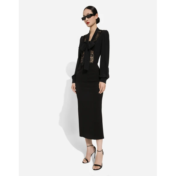 Dolce & Gabbana Silk shirt with lace inlay, view 5