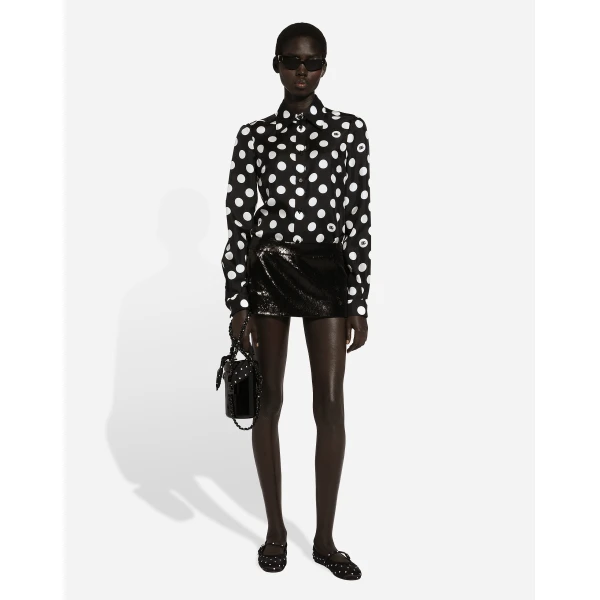 Dolce & Gabbana Silk twill shirt with polka-dot print, view 2