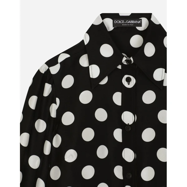 Dolce & Gabbana Silk twill shirt with polka-dot print, view 5