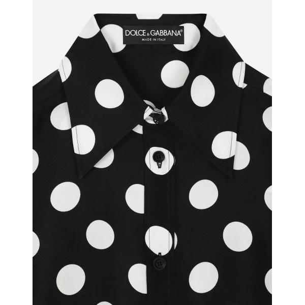 Dolce & Gabbana Silk twill shirt with polka-dot print, view 6