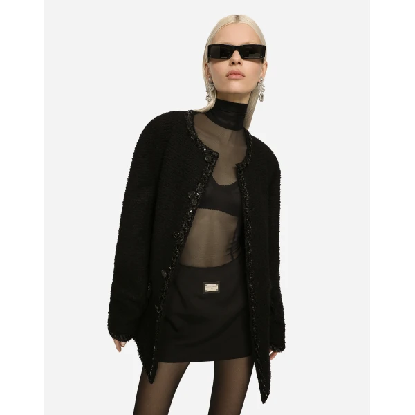 Dolce & Gabbana Single-breasted bouclé jacket, view 4