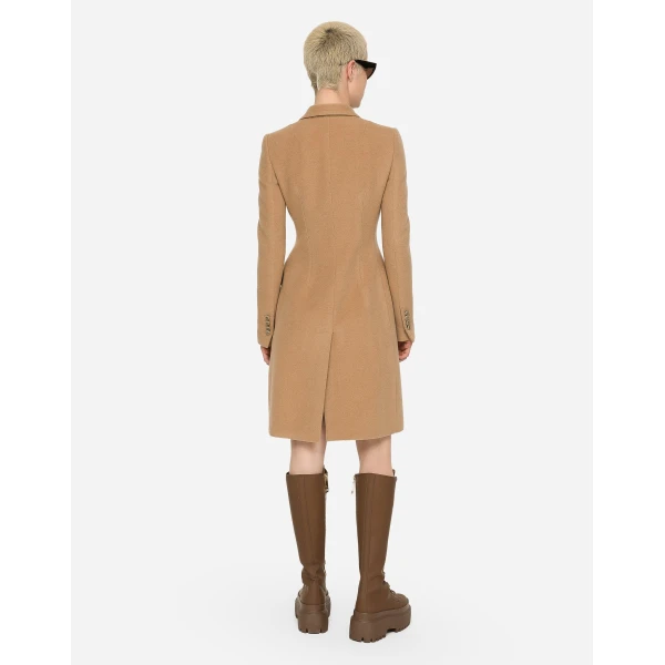 Dolce & Gabbana Single-breasted camel wool coat, view 3