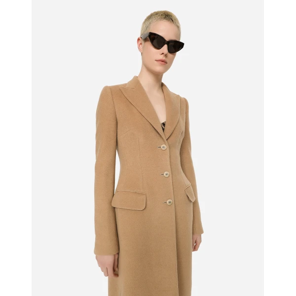 Dolce & Gabbana Single-breasted camel wool coat, view 4