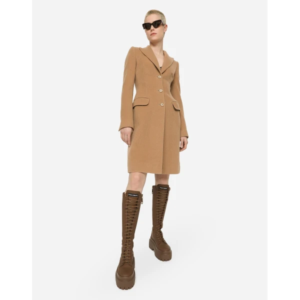 Dolce & Gabbana Single-breasted camel wool coat, view 5