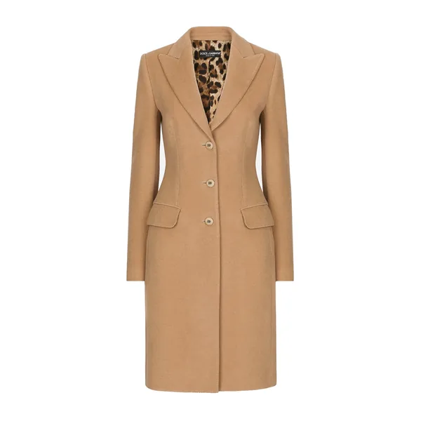 Single-breasted camel wool coat