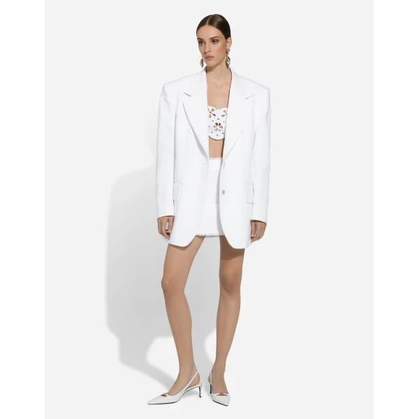 Dolce & Gabbana Single-breasted cotton raschel tweed jacket, view 2