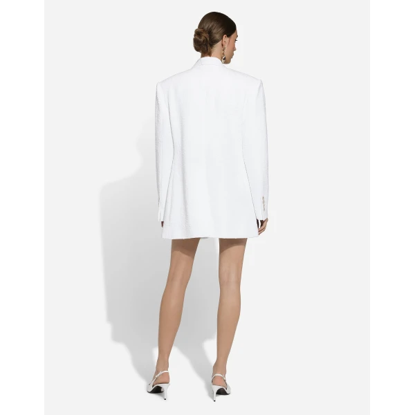 Dolce & Gabbana Single-breasted cotton raschel tweed jacket, view 3