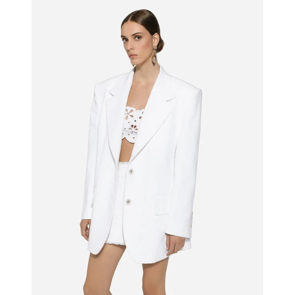 Dolce & Gabbana Single-breasted cotton raschel tweed jacket, view 4