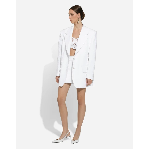 Dolce & Gabbana Single-breasted cotton raschel tweed jacket, view 6