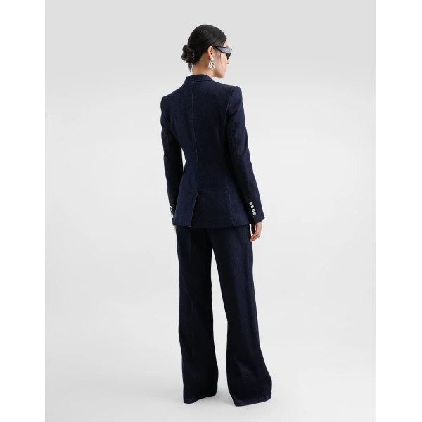 Dolce & Gabbana Single-breasted denim and silk Turlington jacket, view 3