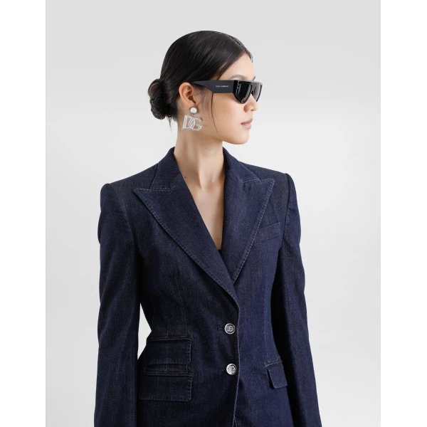 Dolce & Gabbana Single-breasted denim and silk Turlington jacket, view 5