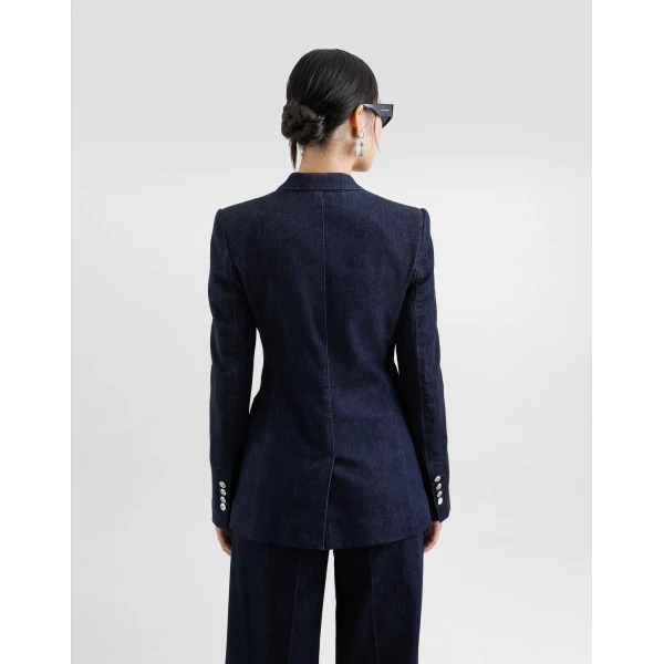 Dolce & Gabbana Single-breasted denim and silk Turlington jacket, view 6
