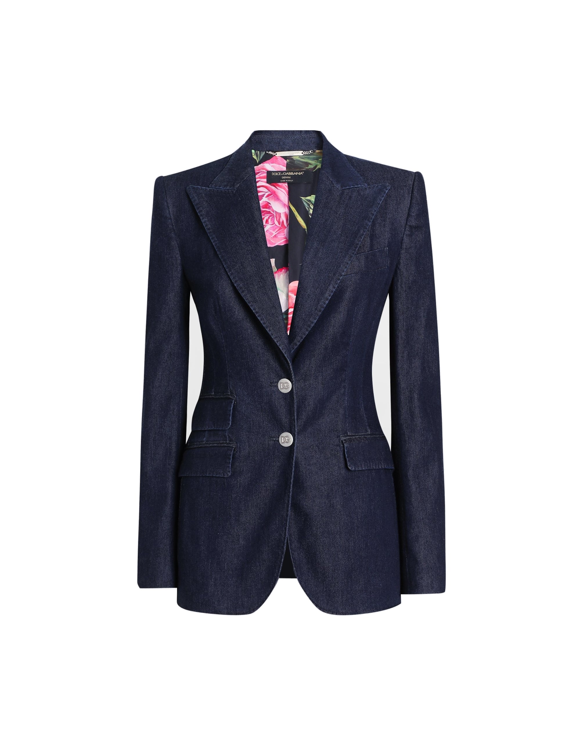 Dolce & Gabbana Single-breasted denim and silk Turlington jacket