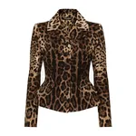 Dolce & Gabbana Single-breasted double crepe jacket with leopard print