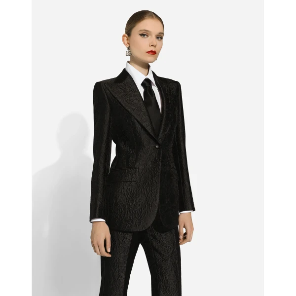 Dolce & Gabbana Single-breasted floral brocade Turlington jacket, view 4