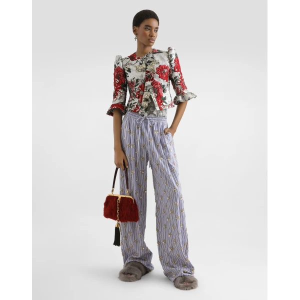 Dolce & Gabbana Single-breasted floral jacket with ruffles, view 2