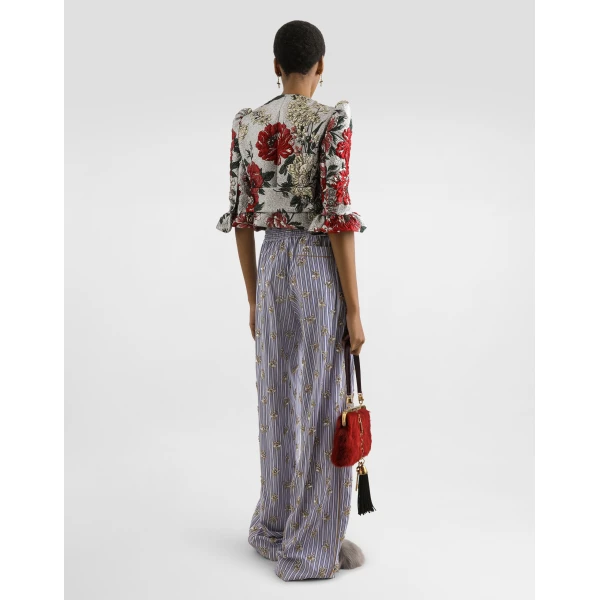 Dolce & Gabbana Single-breasted floral jacket with ruffles, view 3