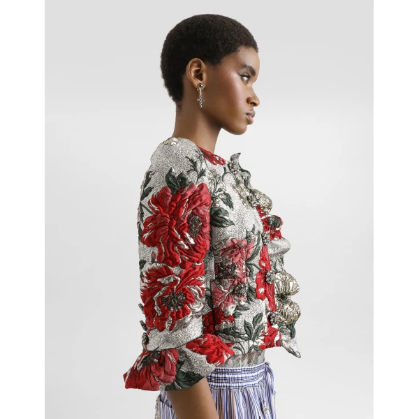 Dolce & Gabbana Single-breasted floral jacket with ruffles, view 5