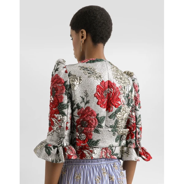 Dolce & Gabbana Single-breasted floral jacket with ruffles, view 6