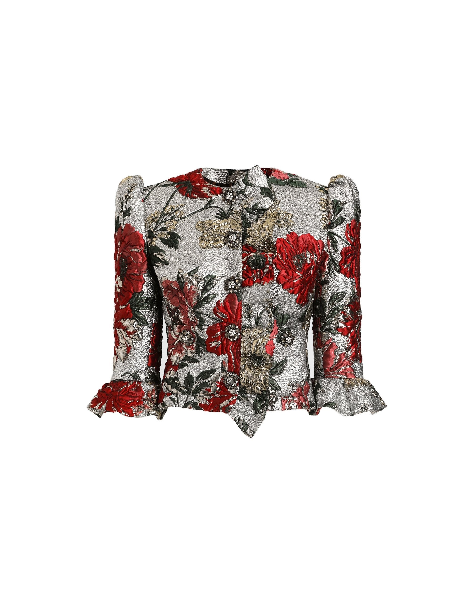 Dolce & Gabbana Single-breasted floral jacket with ruffles