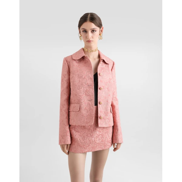 Dolce & Gabbana Single-breasted floral quilted jacquard Gabbana jacket, view 4