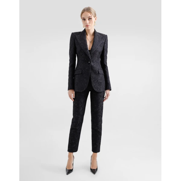 Dolce & Gabbana Single-breasted floral quilted jacquard Turlington jacket, view 2